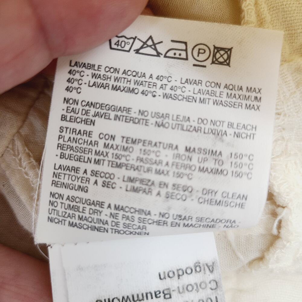 Vintage Eyelet Cotton Skirt Italy 42 Cream Lace Cottagecore Romantic Boho - Picture 12 of 16